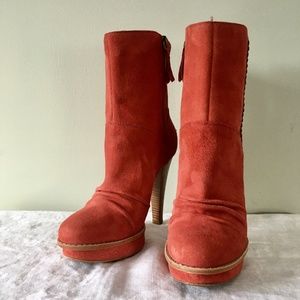 Ugg Bianka Mahogany Suede Leather High Heeled Boots